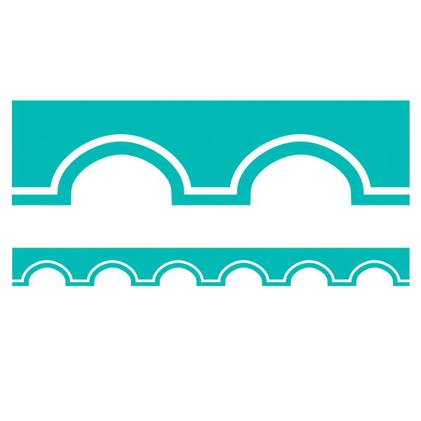 Schoolgirl Style Simply Stylish Turquoise/White Awning Scalloped Borders, 39 Ft/Pack, PK6 108391